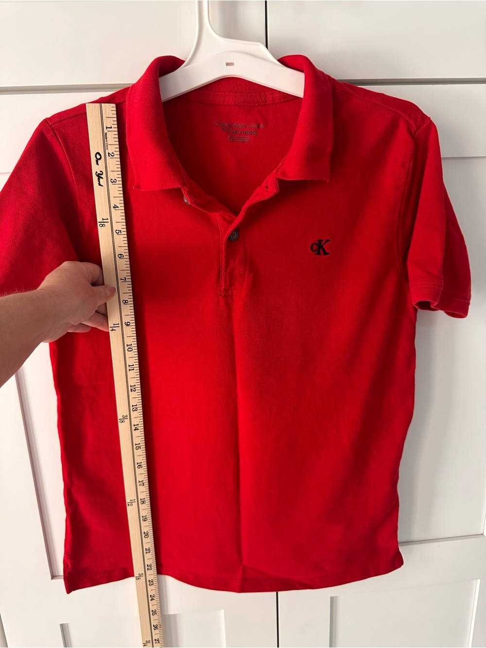 Calvin Klein Jeans Red Polo with CK Embroidered Logo 18-20 (fits 14-16)